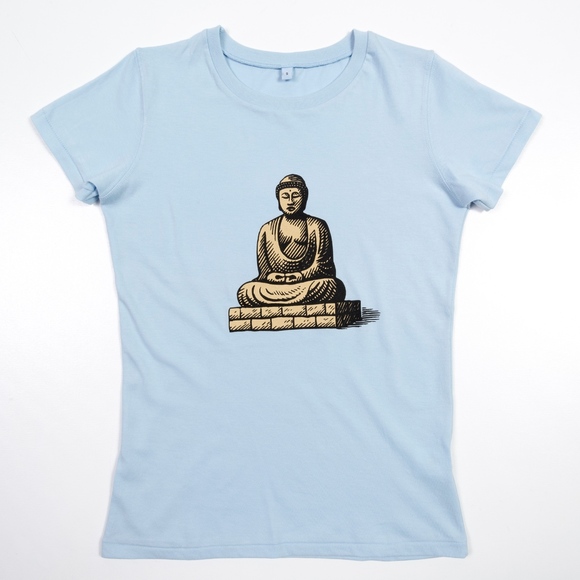 BUDDHA T-Shirt Top Fitted Light Blue Womens NWOT - Picture 3 of 4